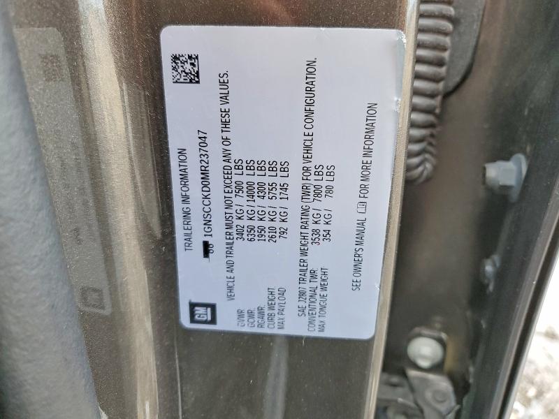 Aukcja sprzedaży 2021 Chevrolet Suburban, vin: 1GNSCCKD0MR237047, numer aukcji: 67368686