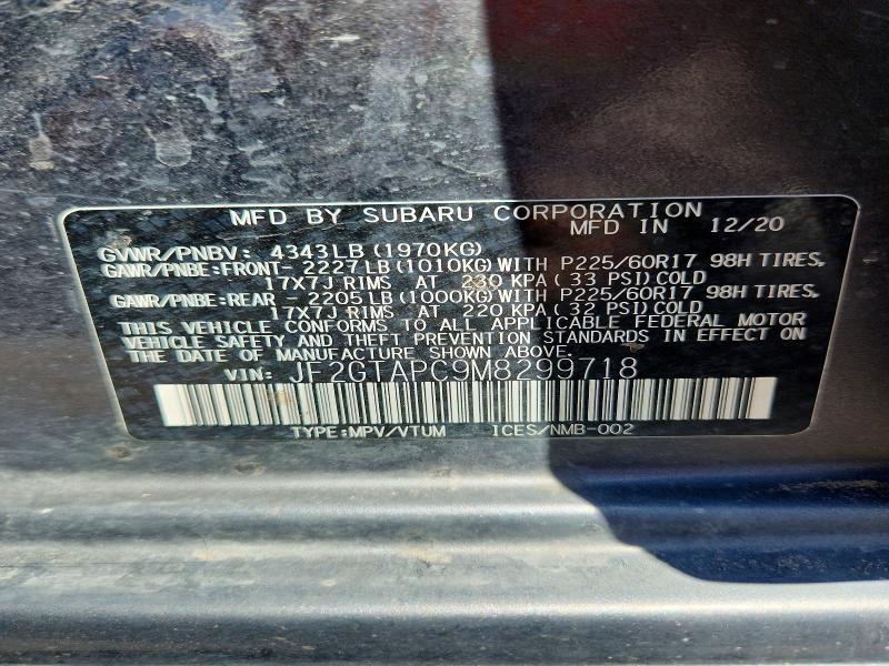 2021 Subaru Crosstrek მანქანა იყიდება აუქციონზე, vin: JF2GTAPC9M8299718, აუქციონის ნომერი: 66496736