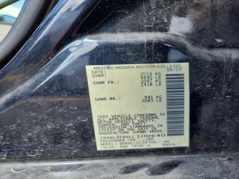 Aukcja sprzedaży 2020 Nissan Altima, vin: 1N4AL4FVXLC100640, numer aukcji: 65870846
