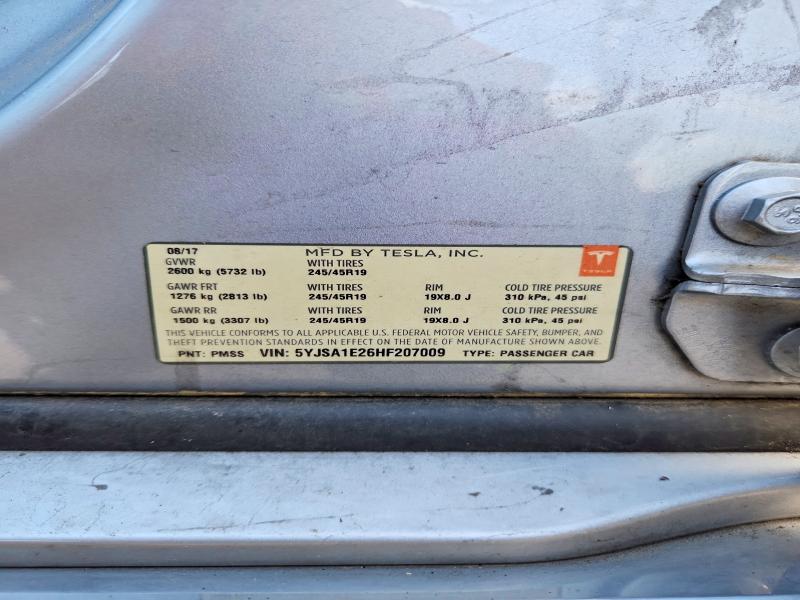 Aukcja sprzedaży 2017 Tesla Model S, vin: 5YJSA1E26HF207009, numer aukcji: 64121466