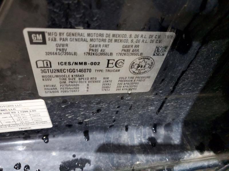 Aukcja sprzedaży 2016 Gmc Sierra, vin: 3GTU2NEC1GG146070, numer aukcji: 64609596