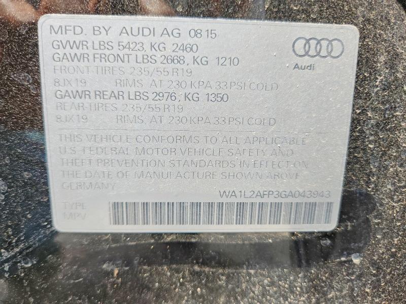 Aukcja sprzedaży 2016 Audi Q5, vin: WA1L2AFP3GA043943, numer aukcji: 63715246