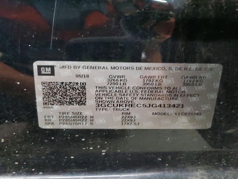 Aukcja sprzedaży 2018 Chevrolet Silverado, vin: 3GCUKREC5JG413421, numer aukcji: 64974706