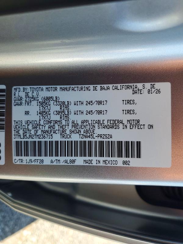 Продаж на аукціоні авто 2026 Toyota Tacoma, vin: 3TMLB5JN2TM236715, номер лоту: 65454226