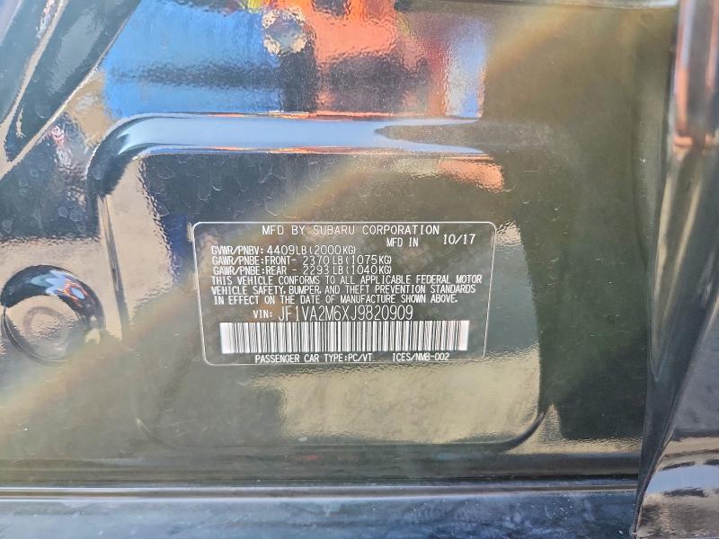 63904216 :رقم المزاد ، JF1VA2M6XJ9820909 vin ، 2018 Subaru Wrx مزاد بيع