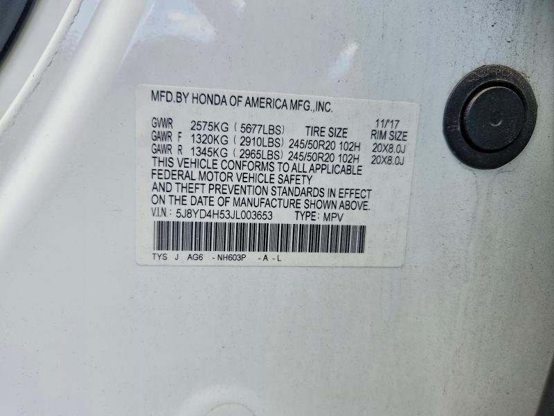 Aukcja sprzedaży 2018 Acura Mdx, vin: 5J8YD4H53JL003653, numer aukcji: 64109116