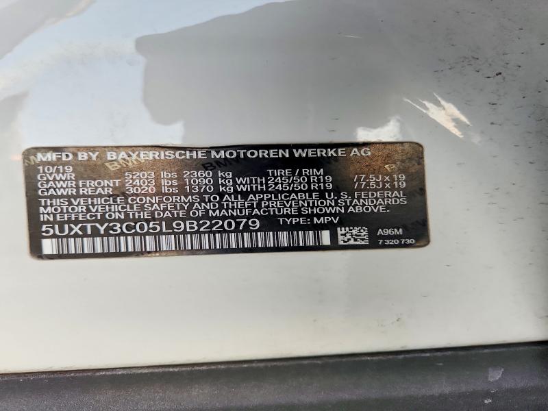 2020 Bmw X3 მანქანა იყიდება აუქციონზე, vin: 5UXTY3C05L9B22079, აუქციონის ნომერი: 66267656