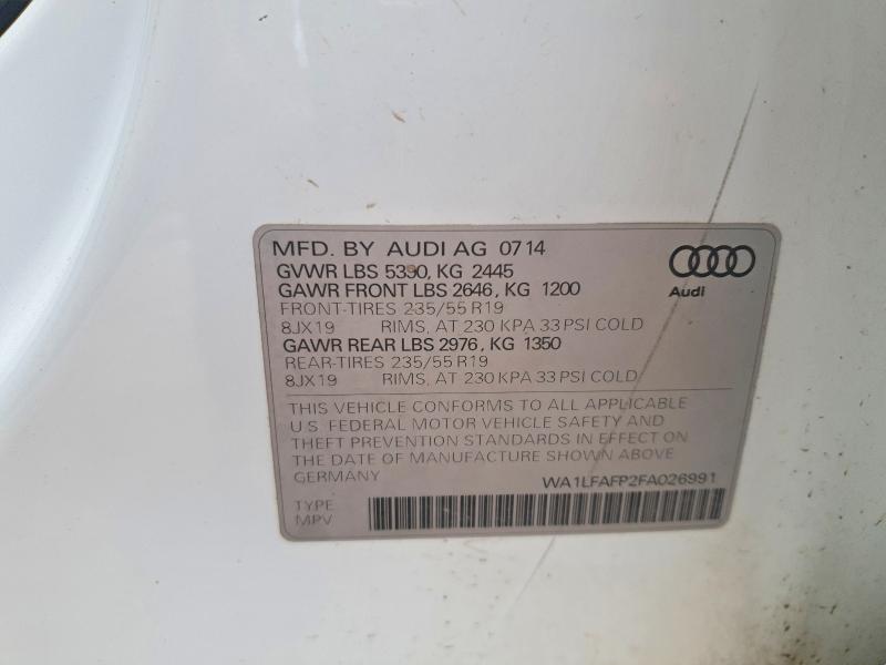 65020796 :رقم المزاد ، WA1LFAFP2FA026991 vin ، 2015 Audi Q5 مزاد بيع