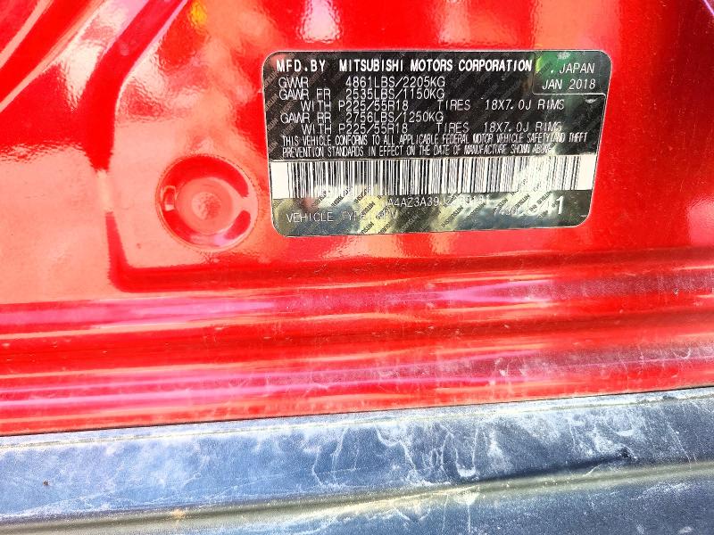 65369696 :رقم المزاد ، JA4AZ3A39JZ039181 vin ، 2018 Mitsubishi Outlander مزاد بيع
