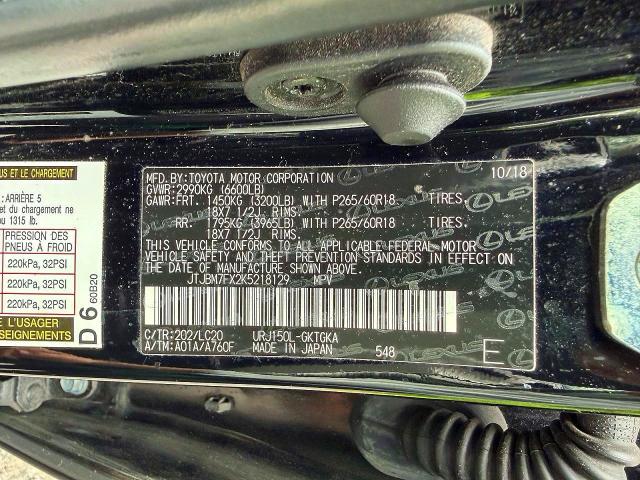 2019 Lexus Gx მანქანა იყიდება აუქციონზე, vin: JTJBM7FX2K5218129, აუქციონის ნომერი: 66907736