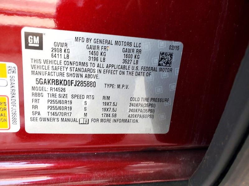 65048036 :رقم المزاد ، 5GAKRBKD0FJ285880 vin ، 2015 Buick Enclave مزاد بيع
