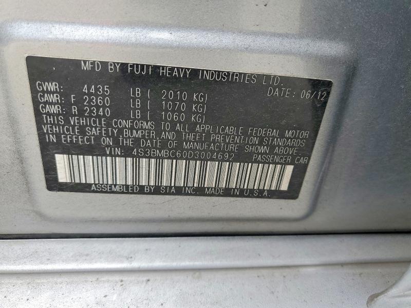 Aukcja sprzedaży 2013 Subaru Legacy, vin: 4S3BMBC60D3004692, numer aukcji: 66898806