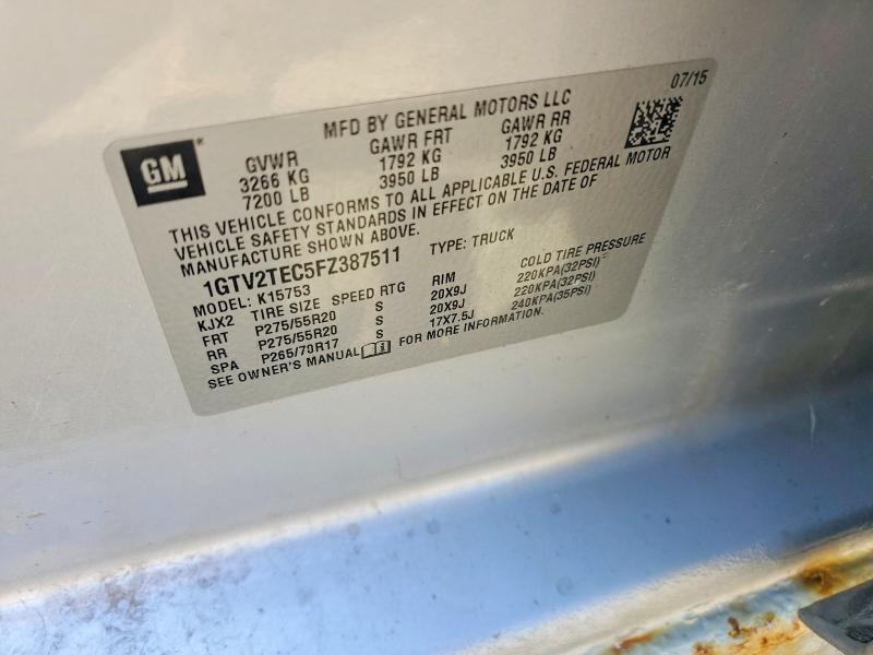 65861686 :رقم المزاد ، 1GTV2TEC5FZ387511 vin ، 2015 Gmc Sierra مزاد بيع