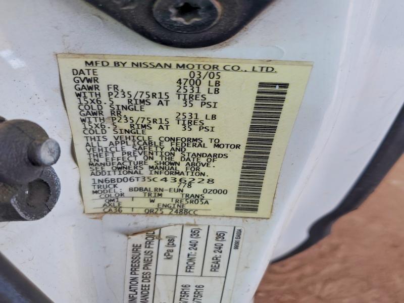 2005 Nissan Frontier მანქანა იყიდება აუქციონზე, vin: 1N6BD06T35C436228, აუქციონის ნომერი: 63447856