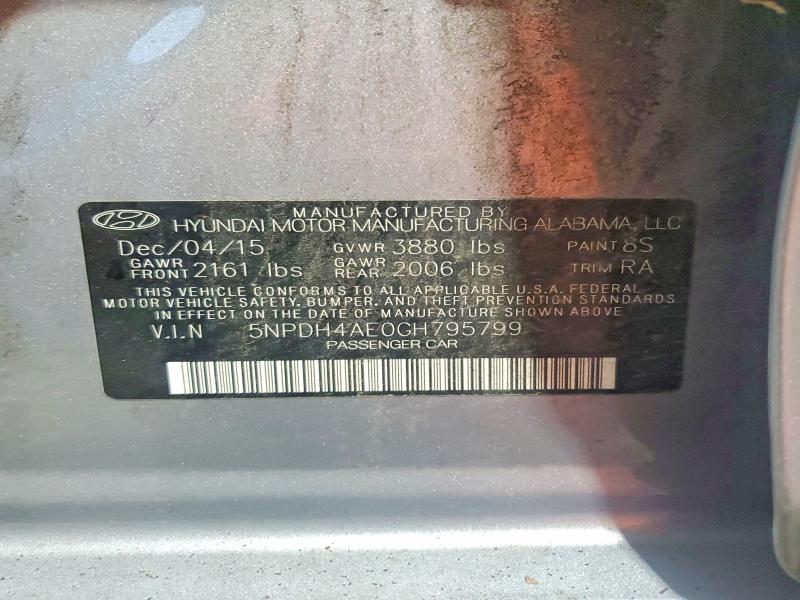 Продаж на аукціоні авто 2016 Hyundai Elantra, vin: 5NPDH4AE0GH795799, номер лоту: 63373596