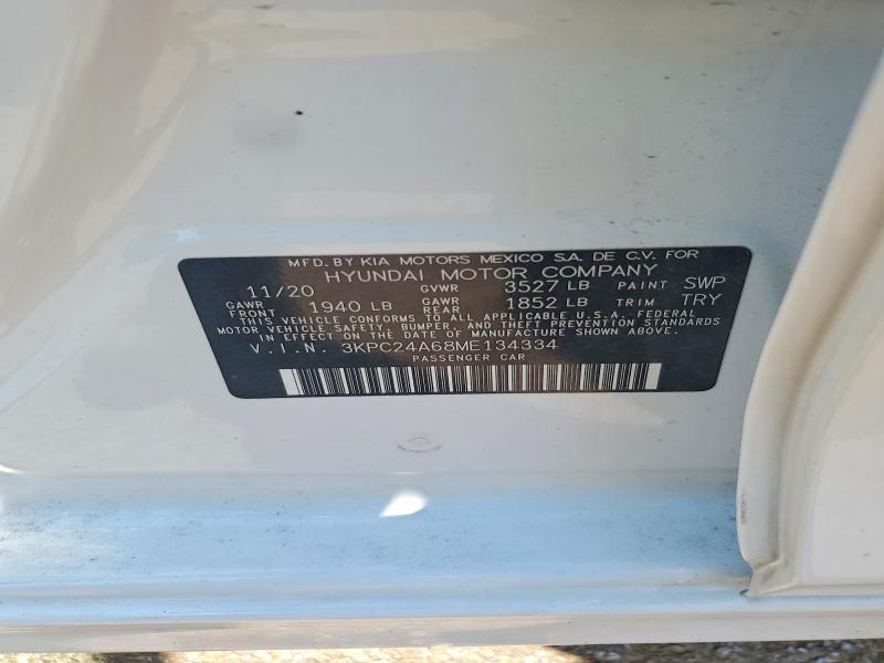 Aukcja sprzedaży 2021 Hyundai Accent, vin: 3KPC24A68ME134334, numer aukcji: 62886316