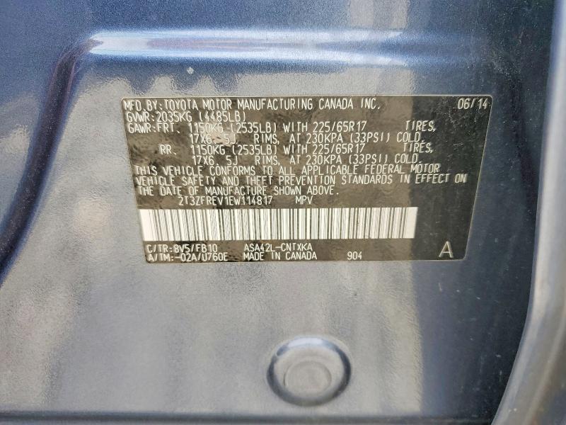 Продажа на аукционе авто 2014 Toyota Rav4, vin: 2T3ZFREV1EW114817, номер лота: 65137156