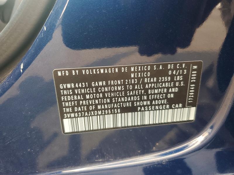 64494276 :رقم المزاد ، 3VW637AJXDM295156 vin ، 2013 Volkswagen Jetta مزاد بيع