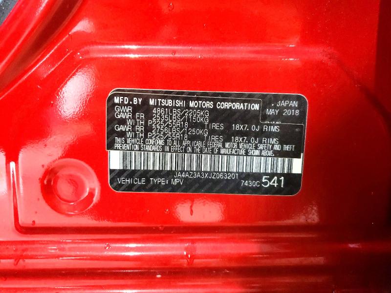 62481336 :رقم المزاد ، JA4AZ3A3XJZ063201 vin ، 2018 Mitsubishi Outlander مزاد بيع