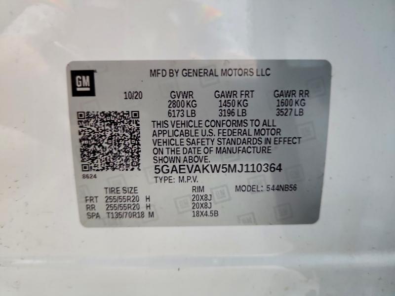 Продаж на аукціоні авто 2021 Buick Enclave, vin: 5GAEVAKW5MJ110364, номер лоту: 65487606