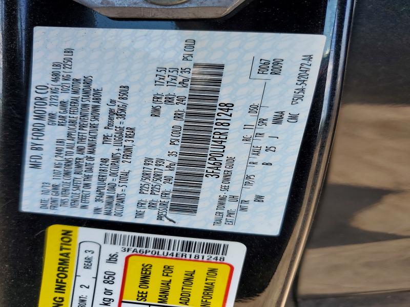 63920046 :رقم المزاد ، 3FA6P0LU4ER181248 vin ، 2014 Ford Fusion مزاد بيع