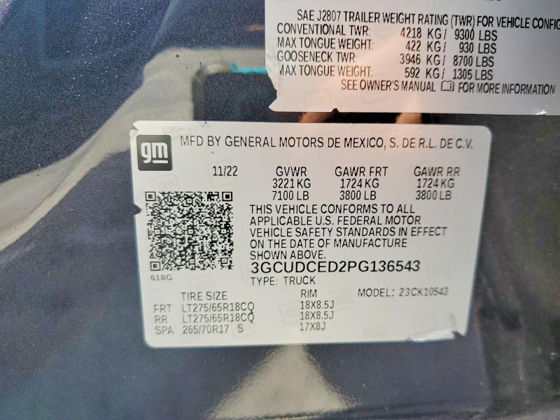 66995106 :رقم المزاد ، 3GCUDCED2PG136543 vin ، 2023 Chevrolet Silverado مزاد بيع