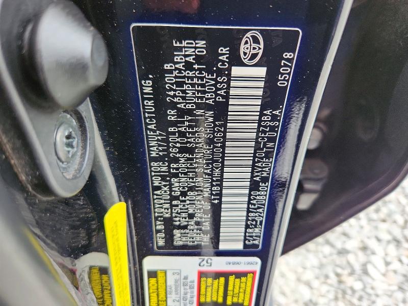 Продажа на аукционе авто 2018 Toyota Camry, vin: 4T1B11HK0JU040621, номер лота: 64657136