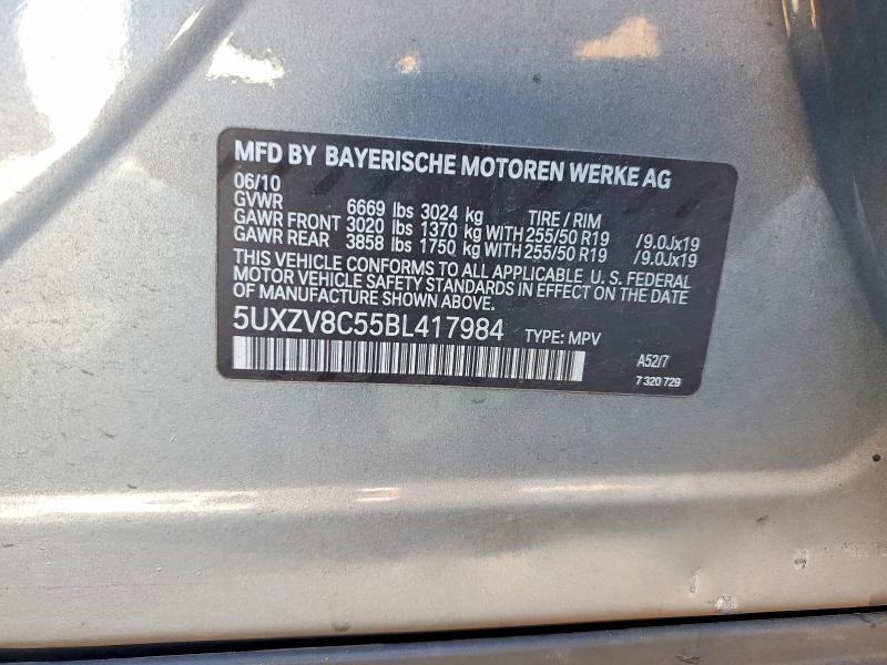 63538196 :رقم المزاد ، 5UXZV8C55BL417984 vin ، 2011 Bmw X5 مزاد بيع