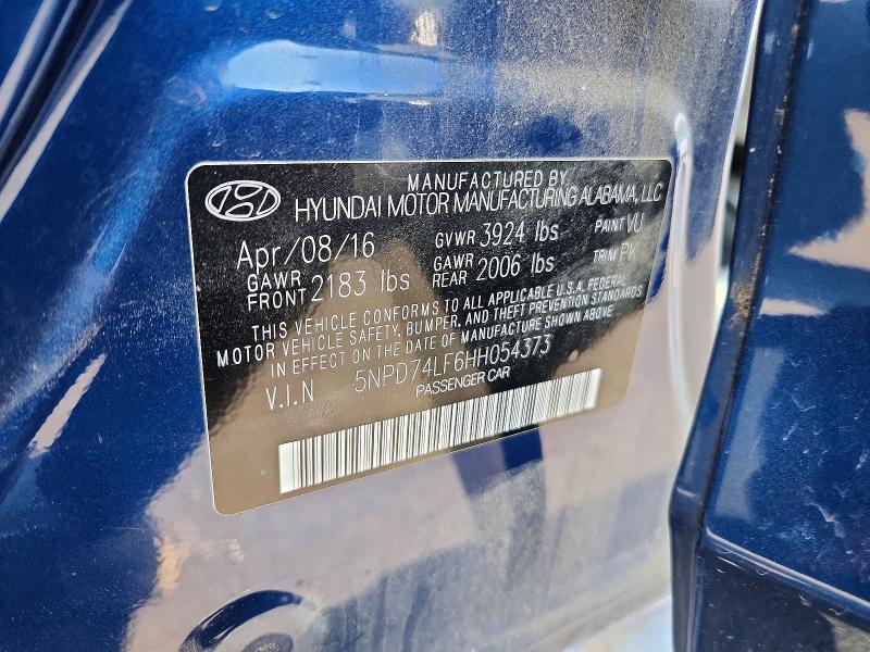 Aukcja sprzedaży 2017 Hyundai Elantra, vin: 5NPD74LF6HH054373, numer aukcji: 64316776
