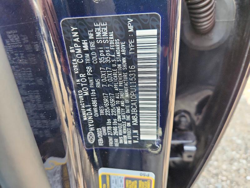 2023 Hyundai Tucson მანქანა იყიდება აუქციონზე, vin: KM8JBCA10PU115316, აუქციონის ნომერი: 63675196