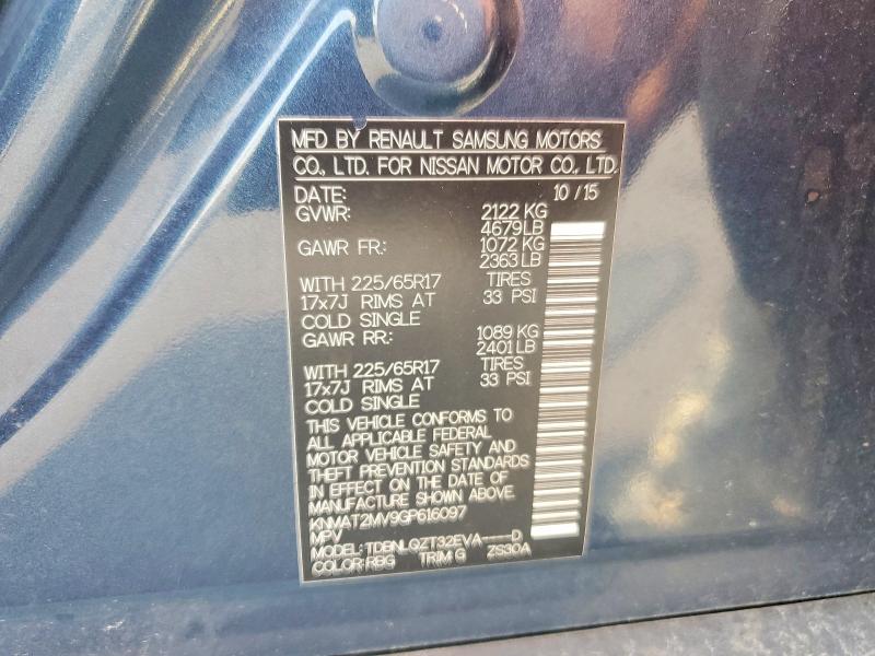 2016 Nissan Rogue მანქანა იყიდება აუქციონზე, vin: KNMAT2MV9GP616097, აუქციონის ნომერი: 63785926