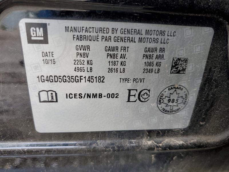 Продажа на аукционе авто 2016 Buick Lacrosse, vin: 1G4GD5G35GF145182, номер лота: 65337176