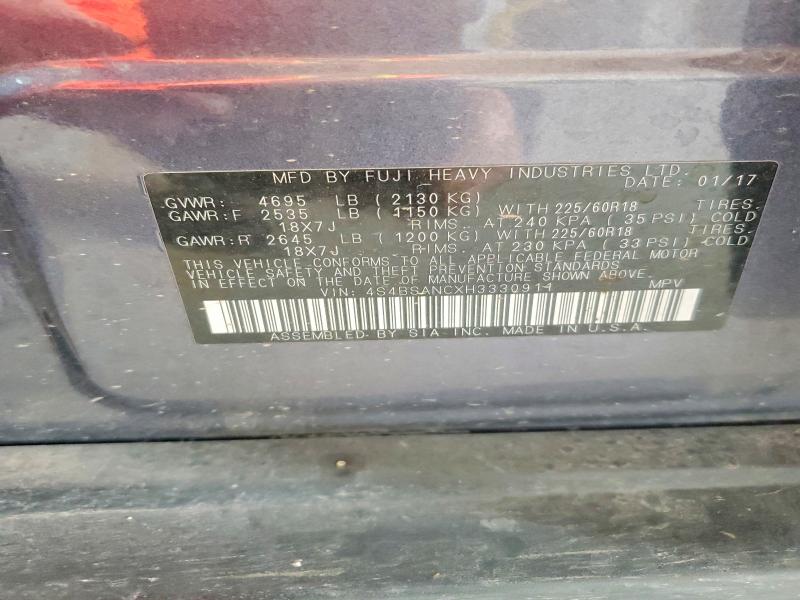 63997256 :رقم المزاد ، 4S4BSANCXH3330911 vin ، 2017 Subaru Outback مزاد بيع