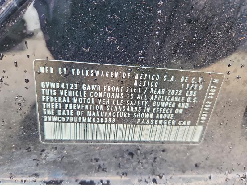 2021 Volkswagen Jetta მანქანა იყიდება აუქციონზე, vin: 3VWC57BU9MM025339, აუქციონის ნომერი: 63680276