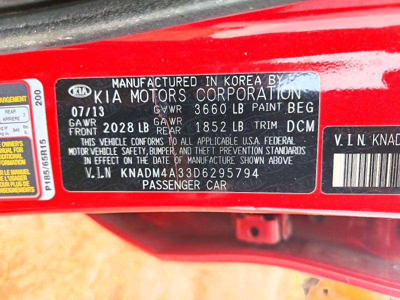 2013 Kia Rio მანქანა იყიდება აუქციონზე, vin: KNADM4A33D6295794, აუქციონის ნომერი: 65591076