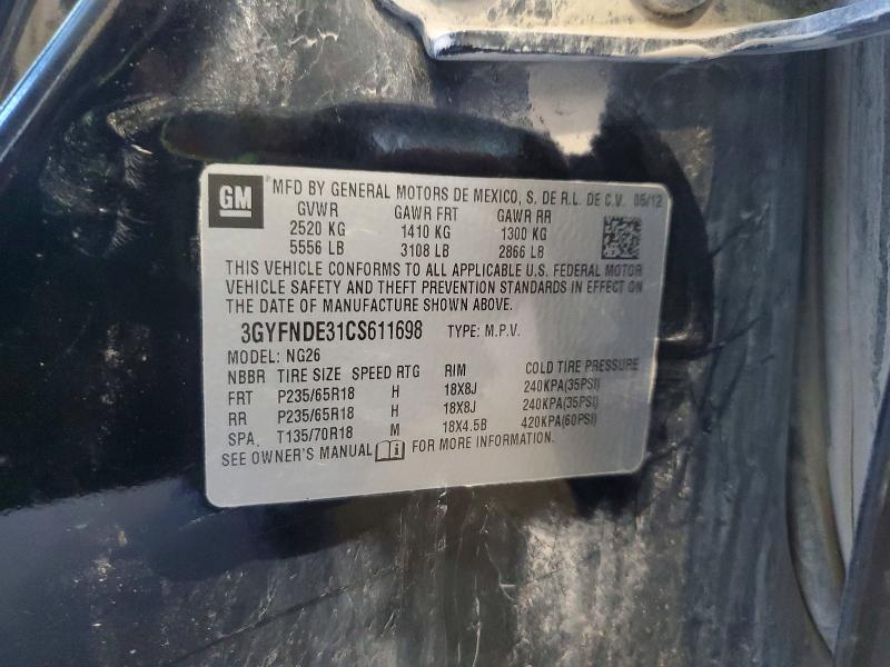 2012 Cadillac Srx მანქანა იყიდება აუქციონზე, vin: 3GYFNDE31CS611698, აუქციონის ნომერი: 66173866