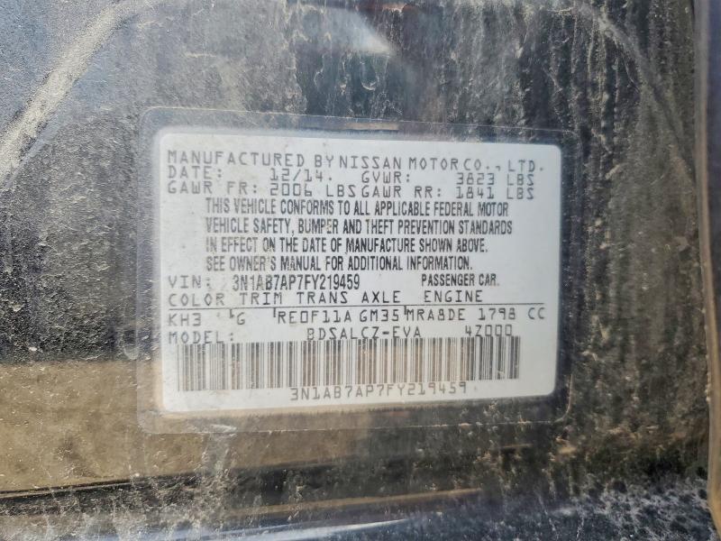 Продажа на аукционе авто 2015 Nissan Sentra, vin: 3N1AB7AP7FY219459, номер лота: 63968626