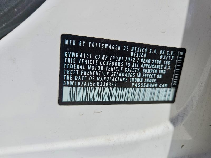 66254256 :رقم المزاد ، 3VW167AJ5HM330337 vin ، 2017 Volkswagen Jetta مزاد بيع