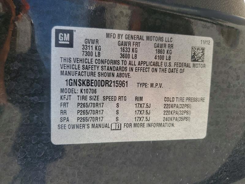 Продажа на аукционе авто 2013 Chevrolet Tahoe, vin: 1GNSKBE00DR215961, номер лота: 65825376