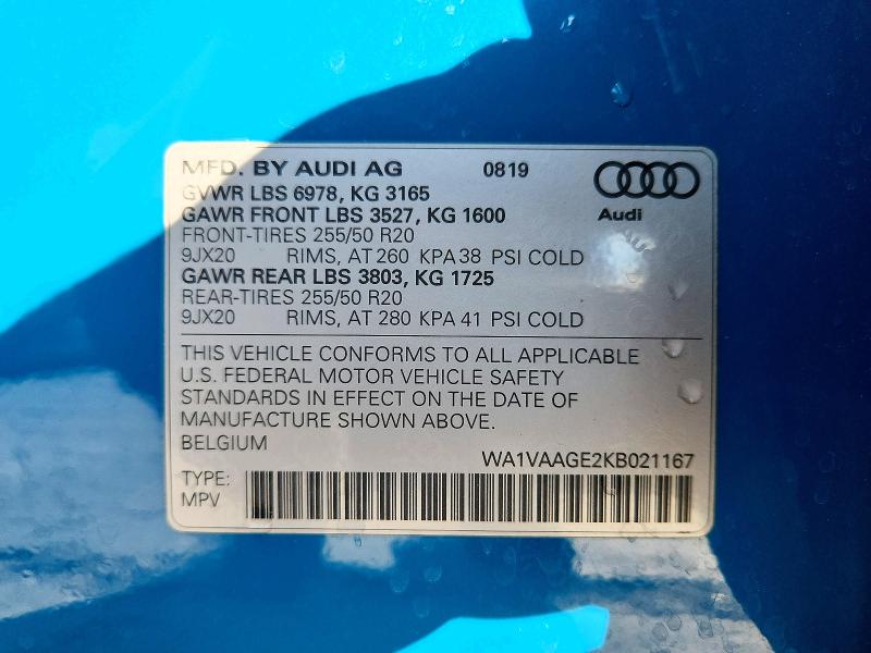 Aukcja sprzedaży 2019 Audi E-tron, vin: WA1VAAGE2KB021167, numer aukcji: 63335486