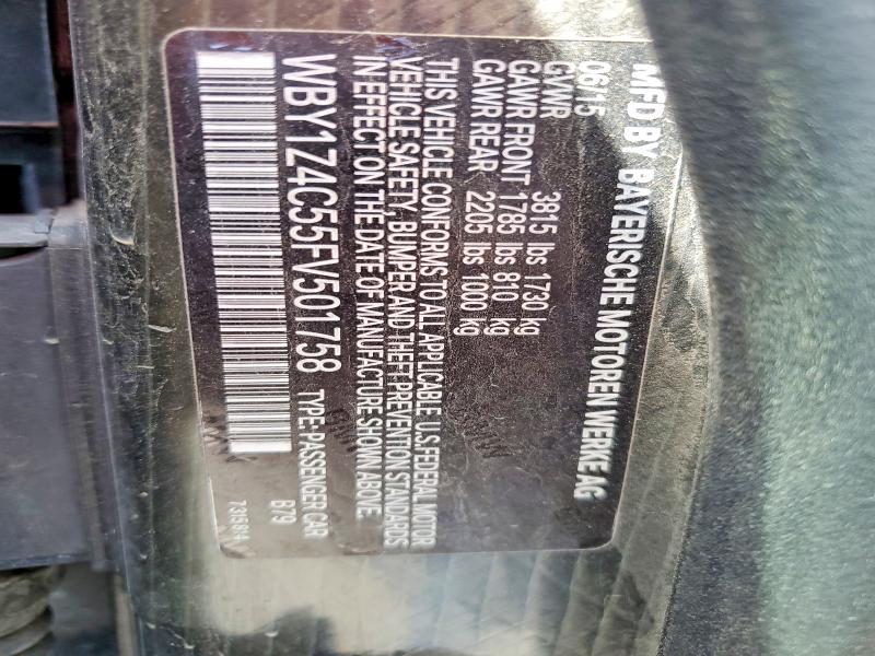 Aukcja sprzedaży 2015 Bmw I3, vin: WBY1Z4C55FV501758, numer aukcji: 63260436