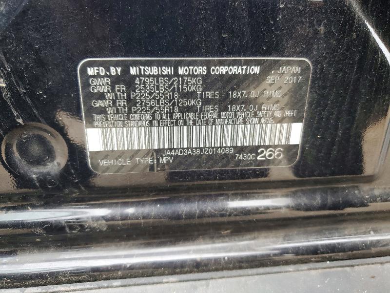 66893936 :رقم المزاد ، JA4AD3A38JZ014089 vin ، 2018 Mitsubishi Outlander مزاد بيع