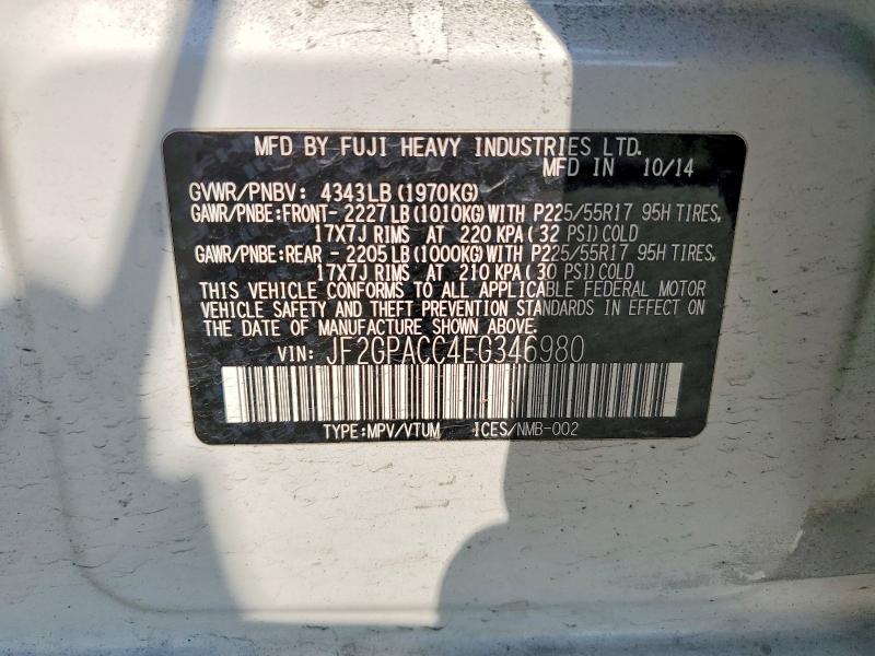 63616406 :رقم المزاد ، JF2GPACC4EG346980 vin ، 2014 Subaru Xv Crosstrek مزاد بيع