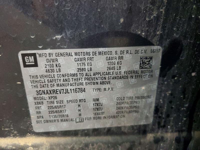 Продаж на аукціоні авто 2018 Chevrolet Equinox, vin: 3GNAXREV7JL116784, номер лоту: 65091186