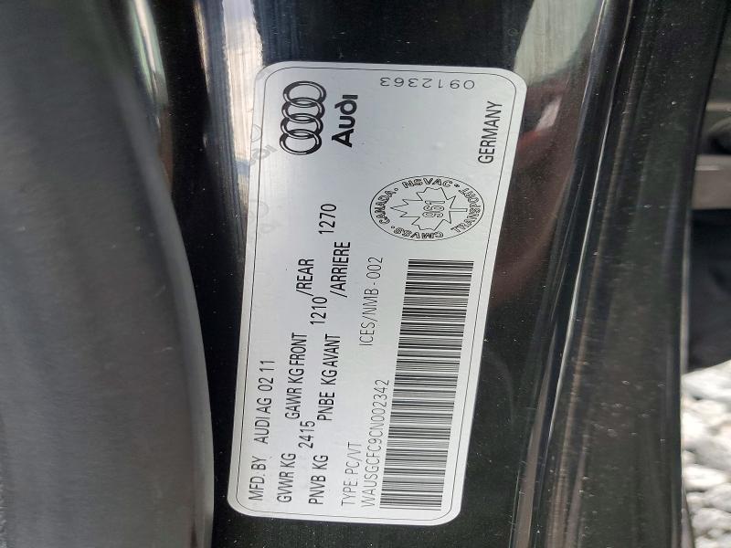 2012 Audi A7 მანქანა იყიდება აუქციონზე, vin: WAUSGCFC9CN002342, აუქციონის ნომერი: 63359166