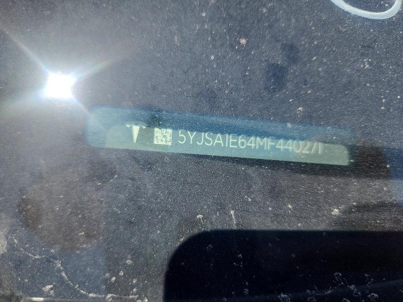 2021 Tesla Model S მანქანა იყიდება აუქციონზე, vin: 5YJSA1E64MF440271, აუქციონის ნომერი: 64776456