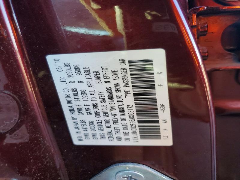 65791636 :رقم المزاد ، JH4CU2F66AC033172 vin ، 2010 Acura Tsx مزاد بيع