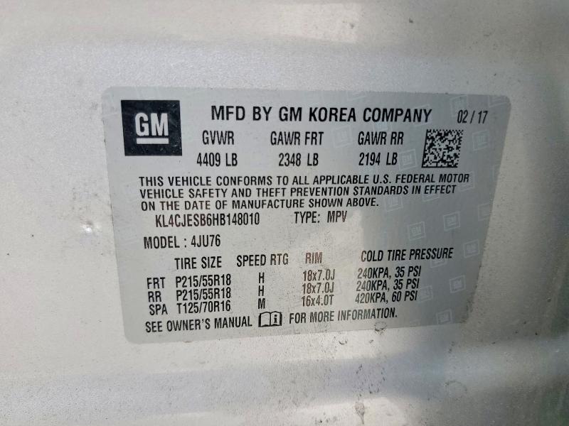 64080626 :رقم المزاد ، KL4CJESB6HB148010 vin ، 2017 Buick Encore مزاد بيع