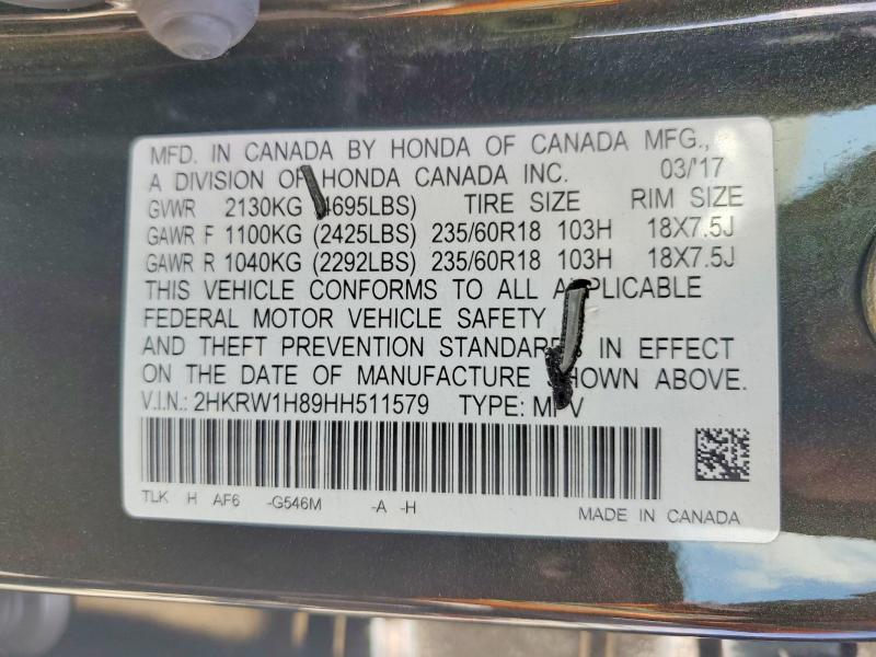 Продажа на аукционе авто 2017 Honda Cr-v, vin: 2HKRW1H89HH511579, номер лота: 63263976