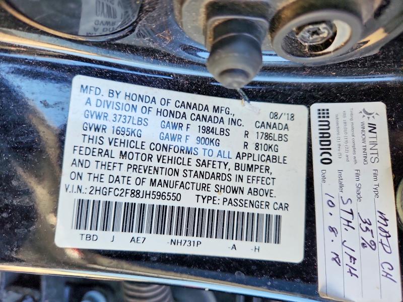 Продажа на аукционе авто 2018 Honda Civic, vin: 2HGFC2F88JH596550, номер лота: 66423406